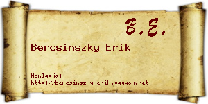 Bercsinszky Erik névjegykártya